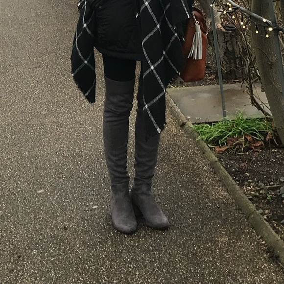 Steve Madden Isaac grey suede over the knee OTK heeled boots - Picture 6 of 6